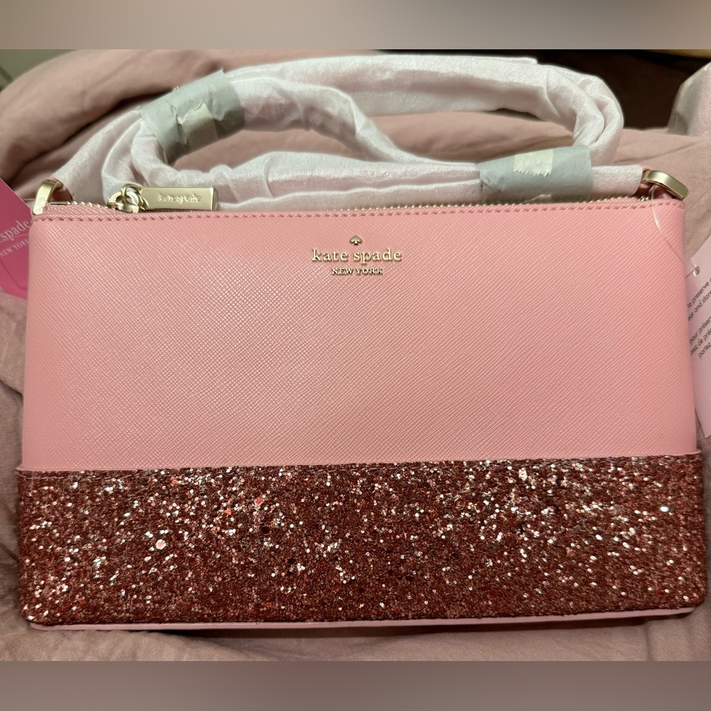 Kate Spade glitter pink crossbody purse